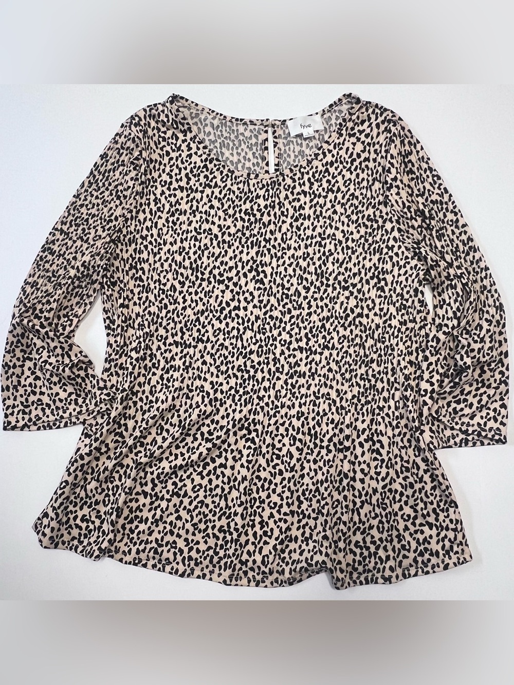 Fyve Leopard Print 3/4 Sleeve Blouse Size Large Neutral Animal Print Top